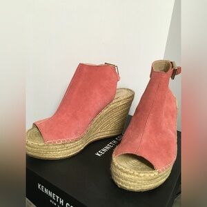 Kenneth Cole Olivia Coral Suede Espadrille Wedge Sandals